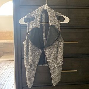 Grey vest w/ leather lapel
